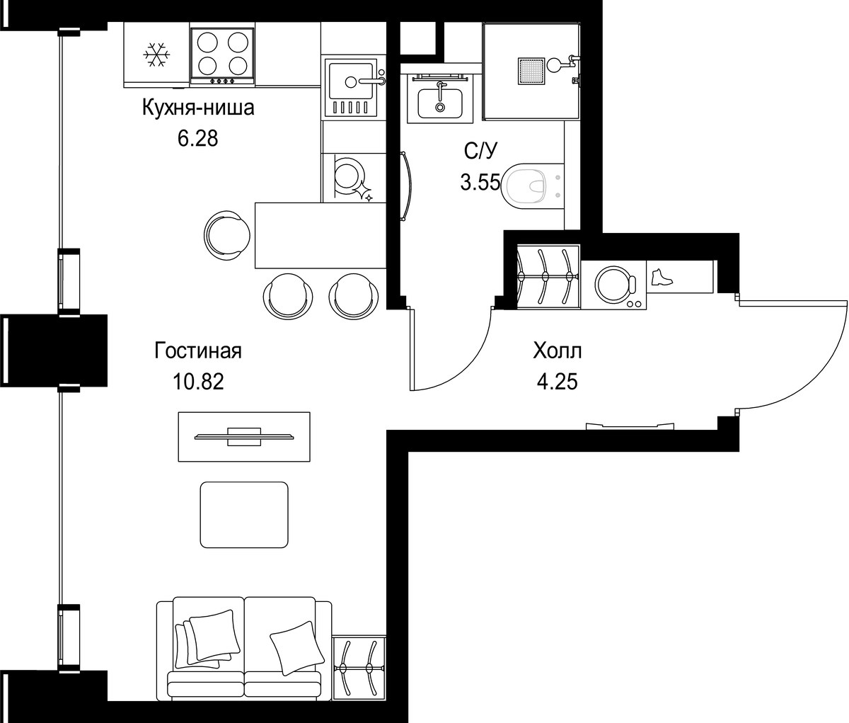 Планировка 24.9 м²