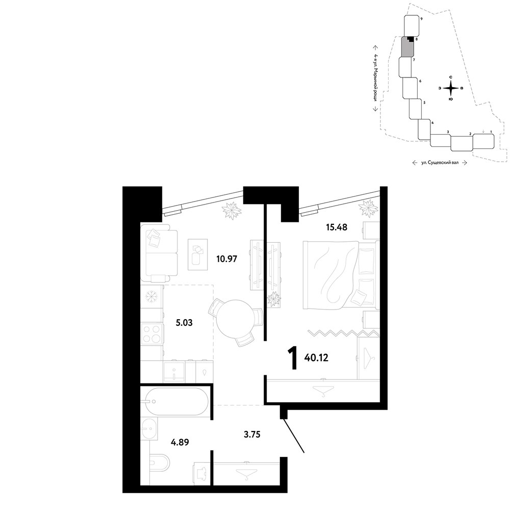 Планировка 40.12 м²