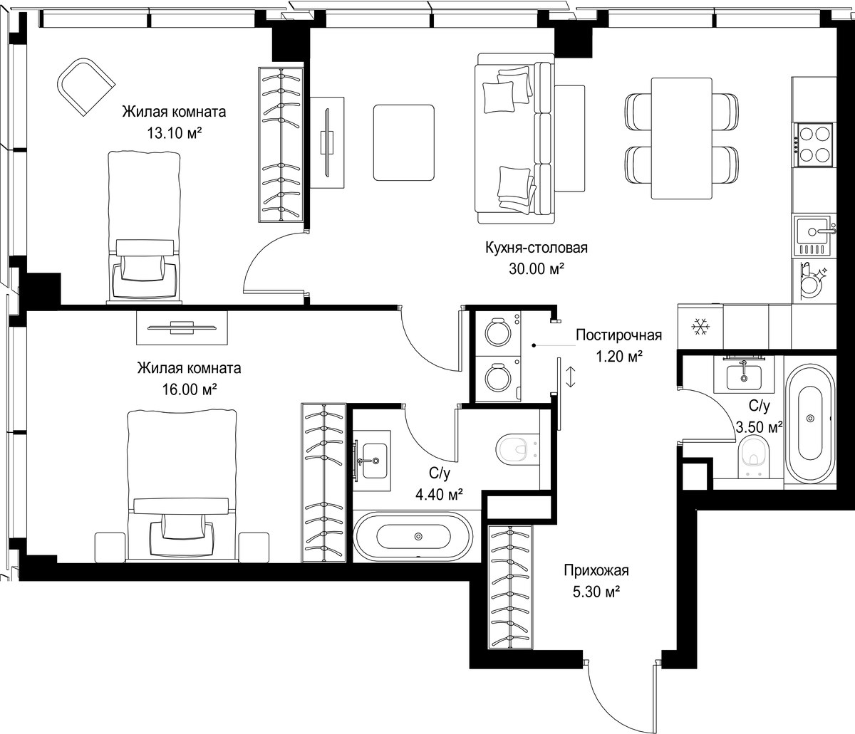 Планировка 73.5 м²