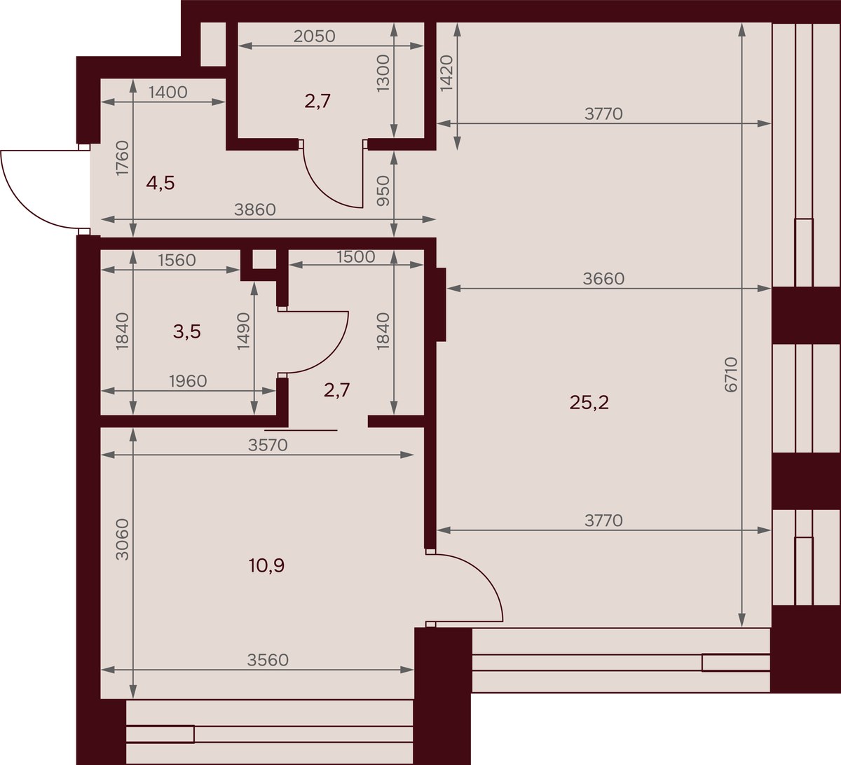 Планировка 49.0 м²