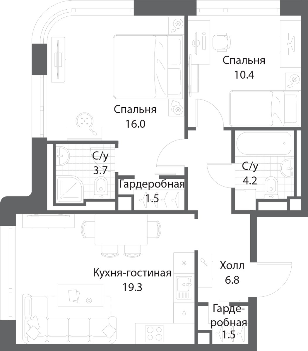 Планировка 63.2 м²