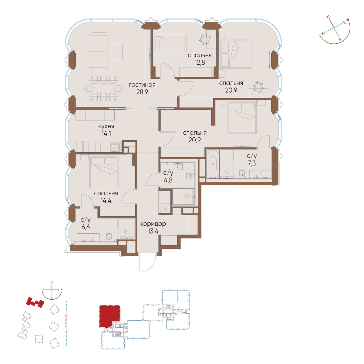 Планировка 144.1 м²