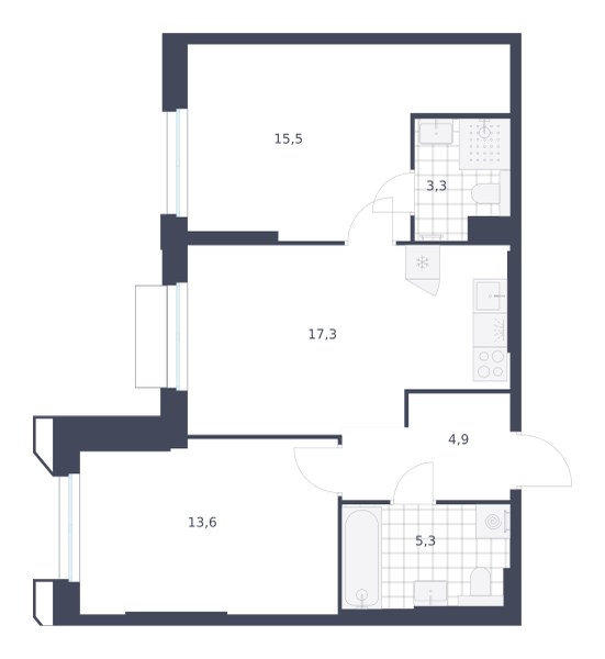Планировка 59.9 м²