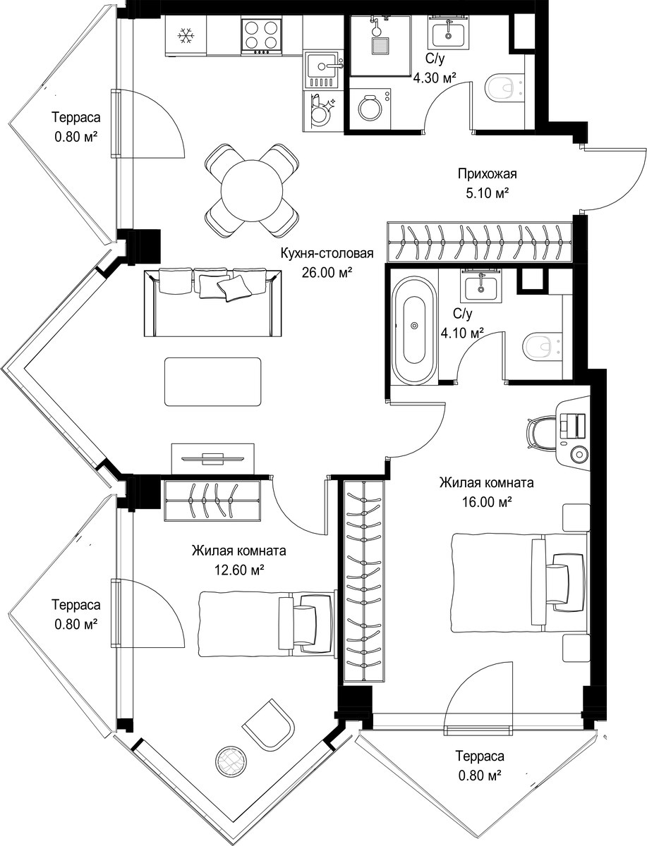 Планировка 70.5 м²