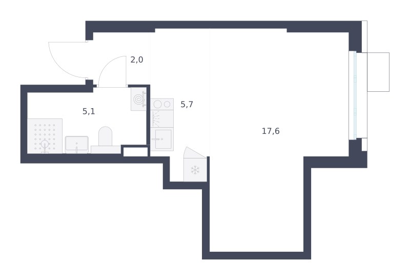 Планировка 30.4 м²