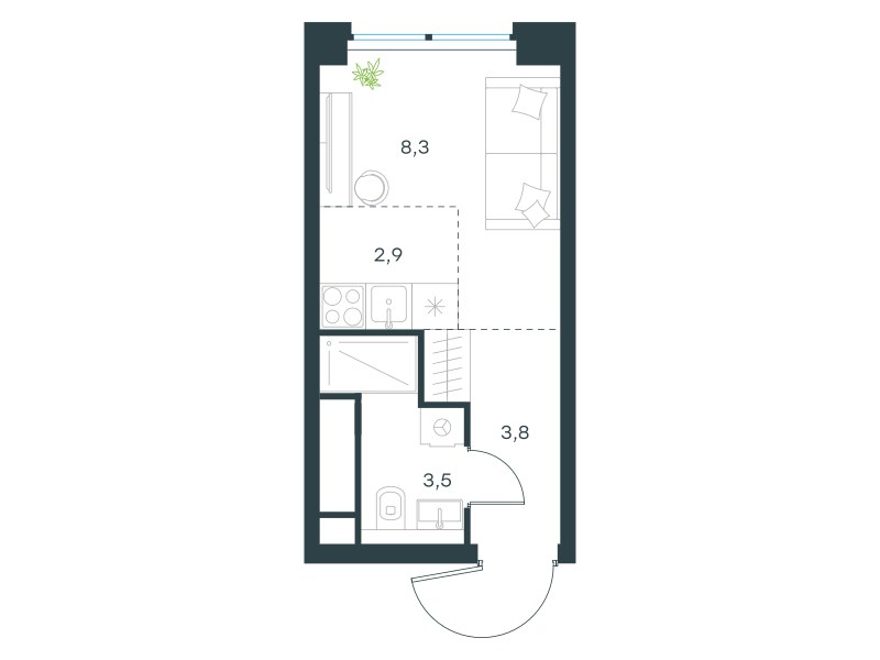 Планировка 18.5 м²