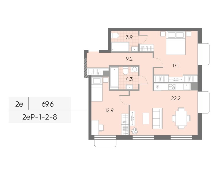 Планировка 69.6 м²