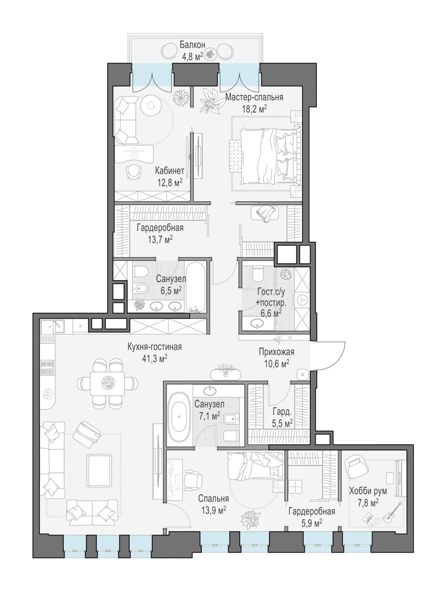 Планировка 151.7 м²