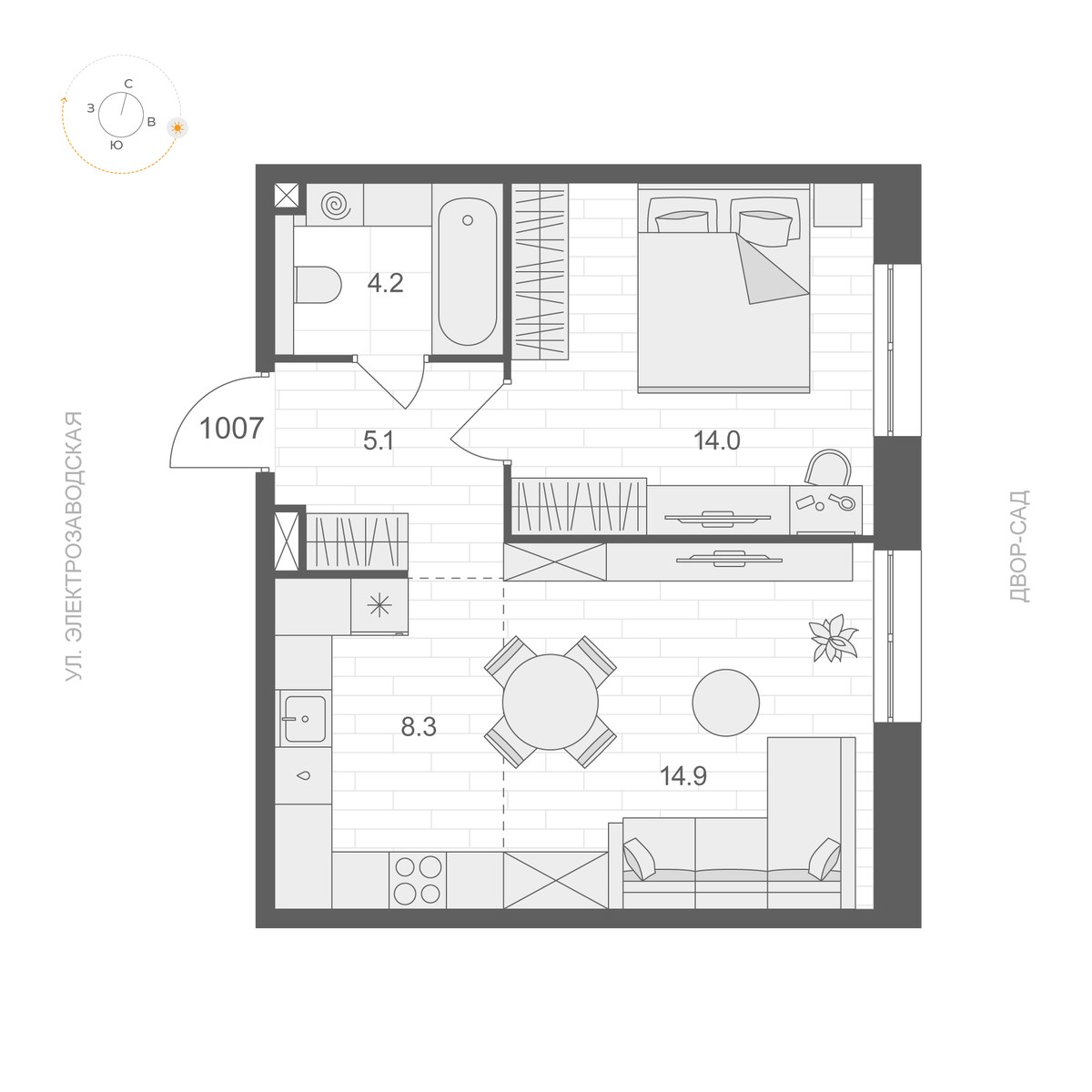 Планировка 46.5 м²