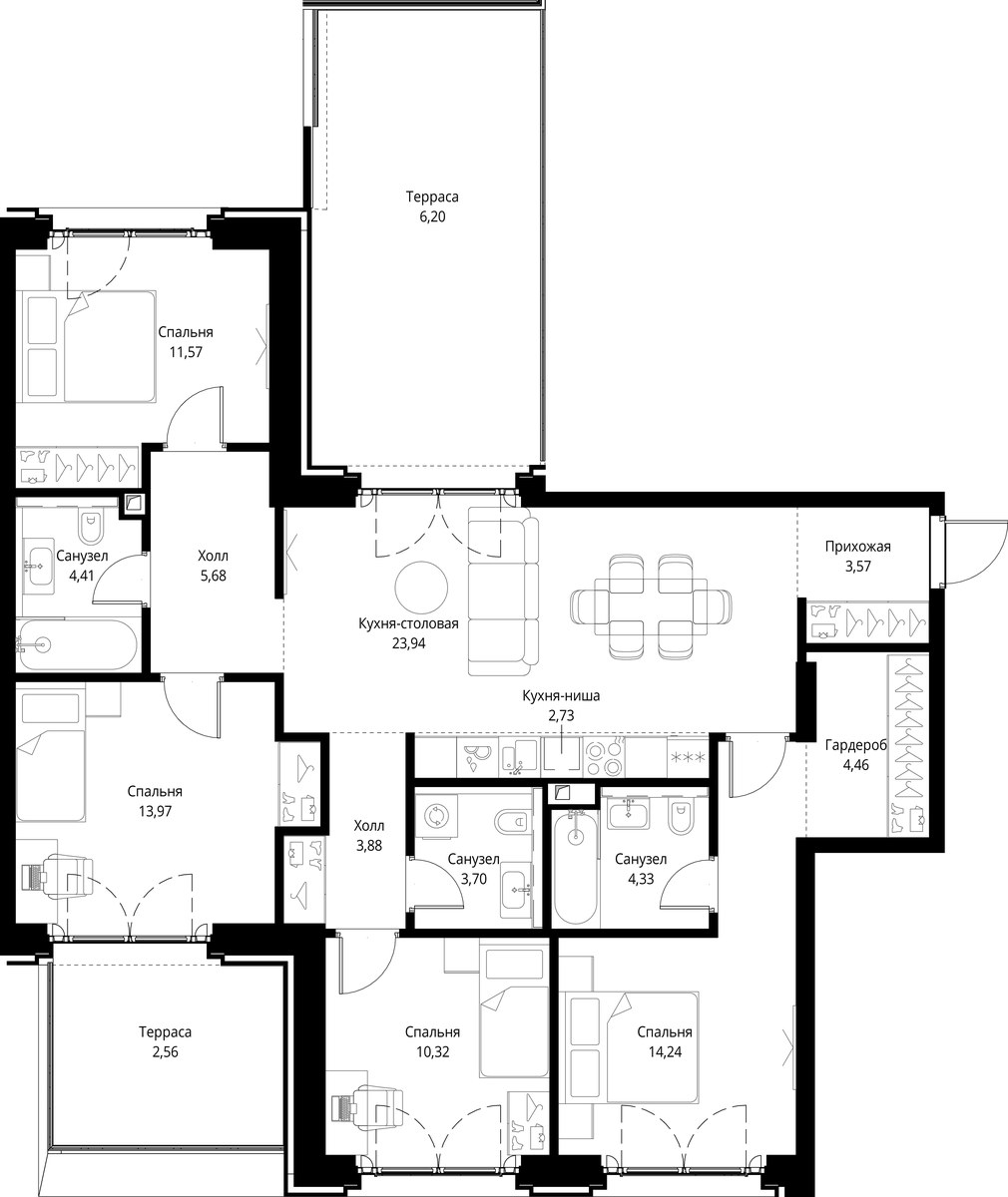 Планировка 115.56 м²