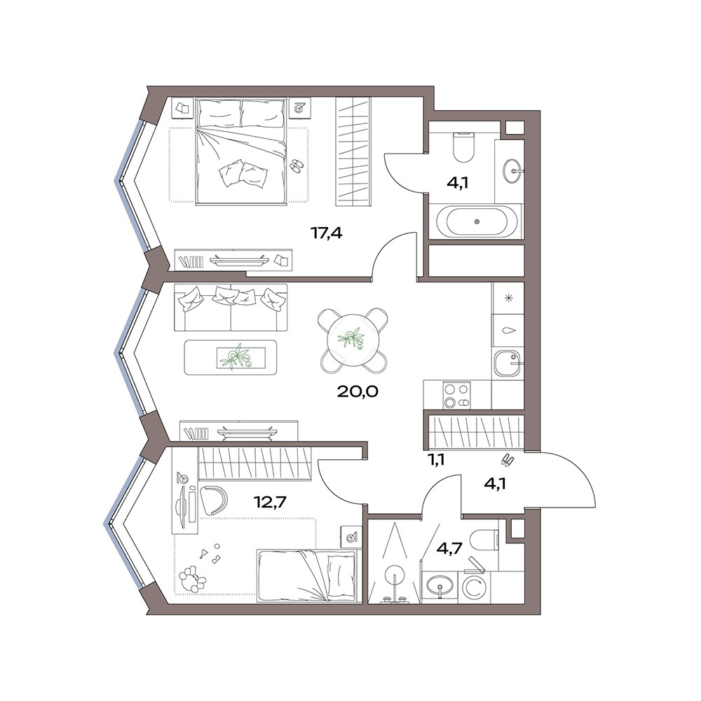 Планировка 65.1 м²