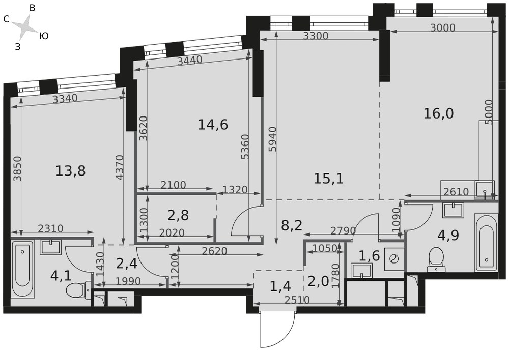 Планировка 86.9 м²