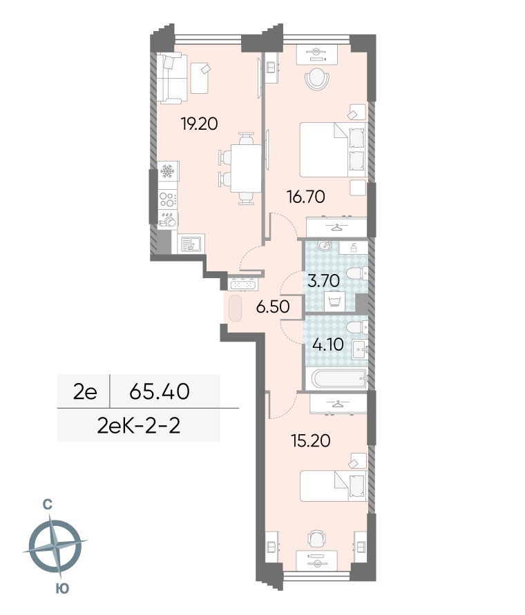 Планировка 65.4 м²