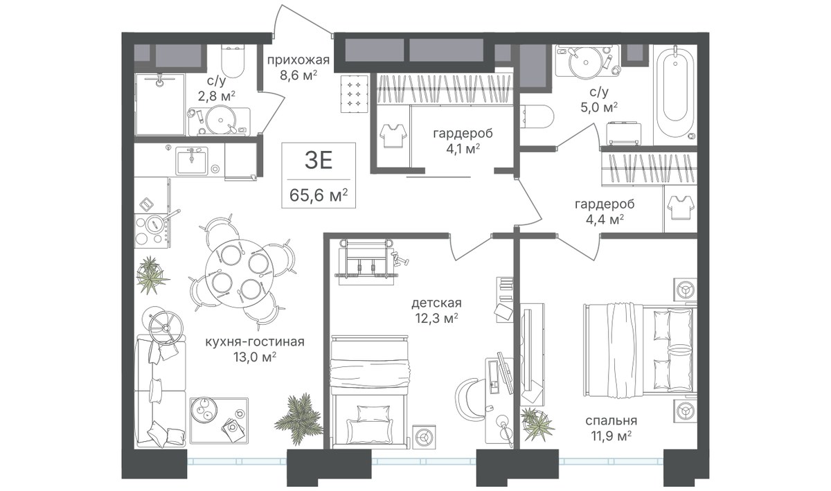 Планировка 89.5 м²
