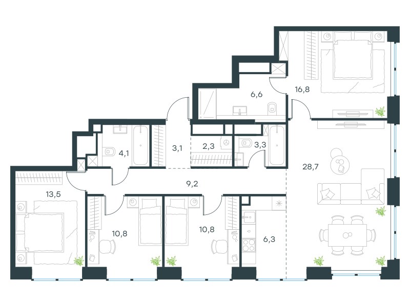 Планировка 115.2 м²