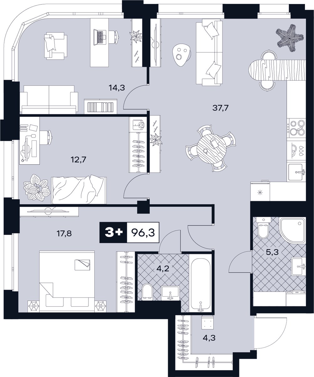 Планировка 96.3 м²
