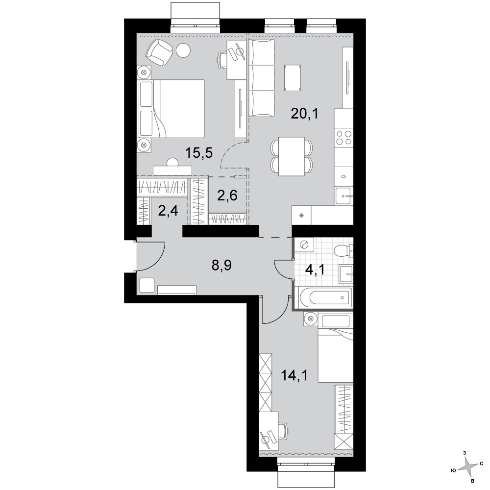 Планировка 67.7 м²