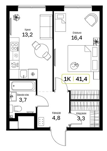 Планировка 41.5 м²