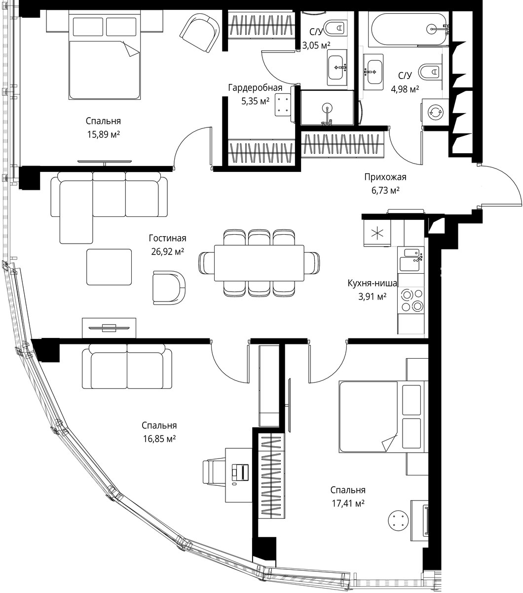 Планировка 101.1 м²