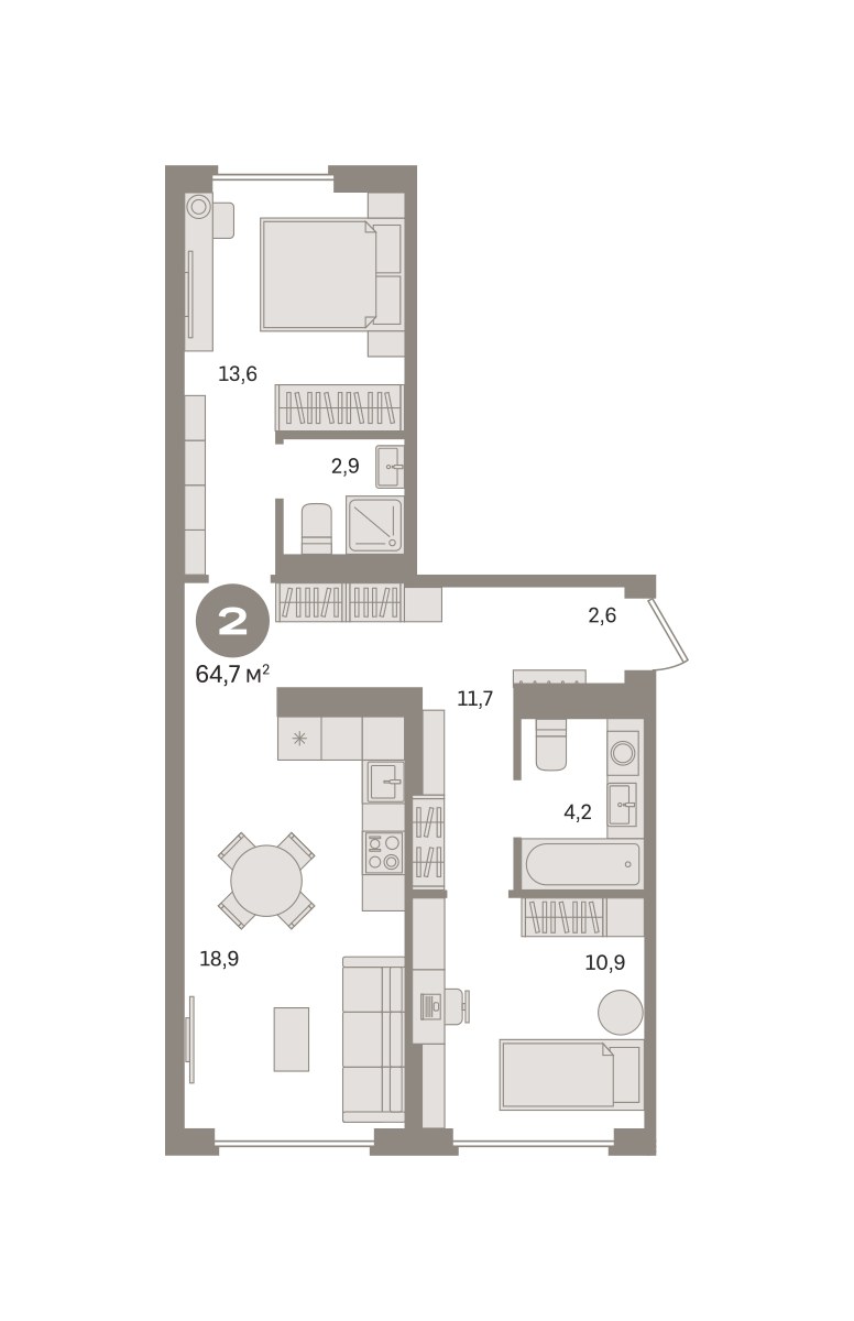 Планировка 64.7 м²