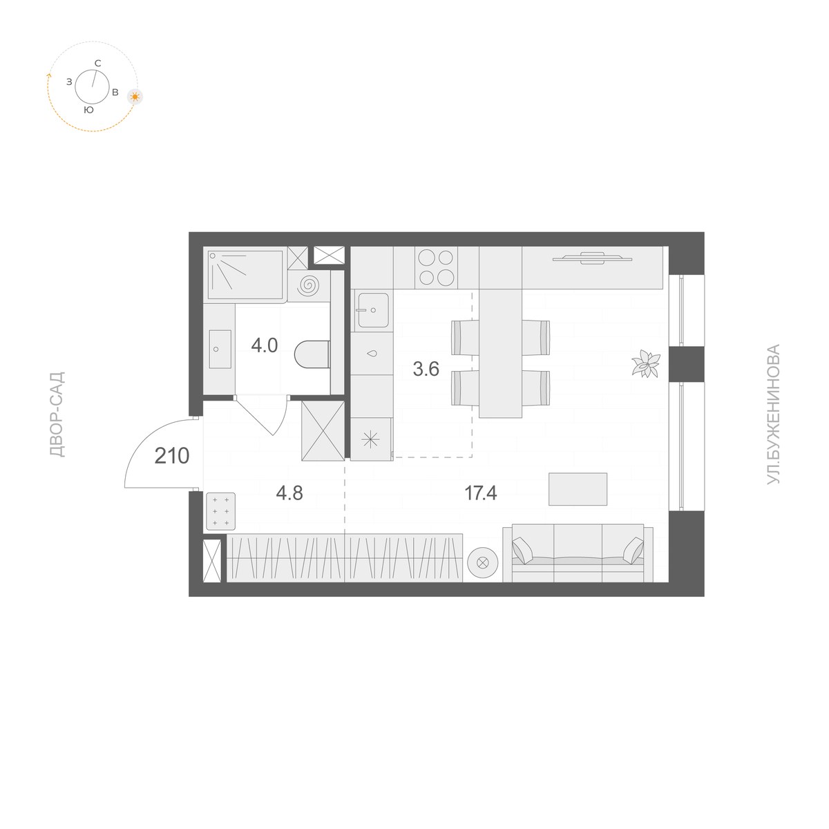 Планировка 29.8 м²