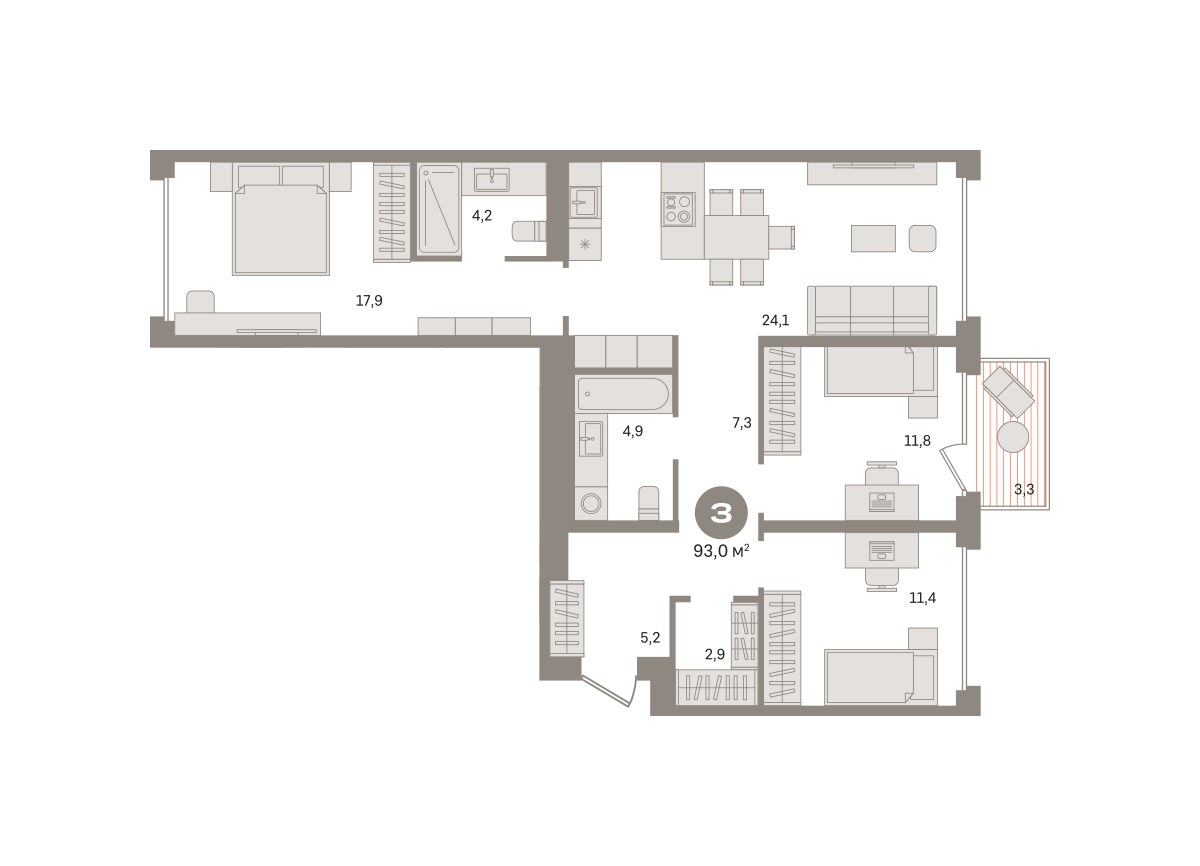 Планировка 93.0 м²
