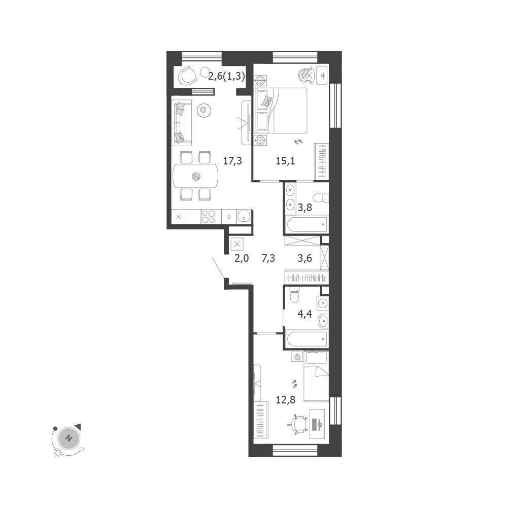 Планировка 67.6 м²