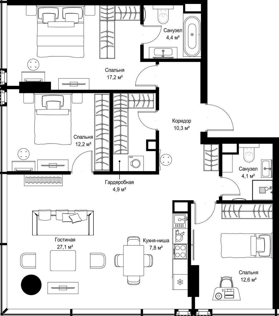 Планировка 100.6 м²
