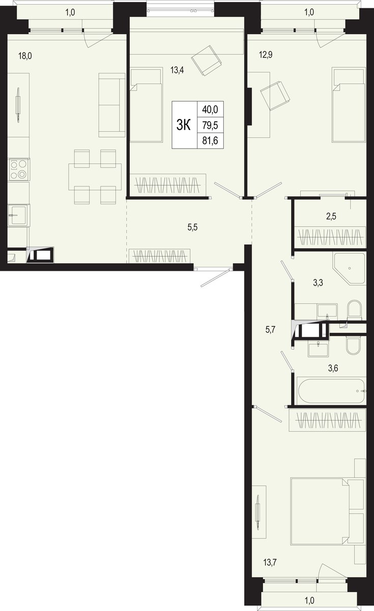 Планировка 82.9 м²