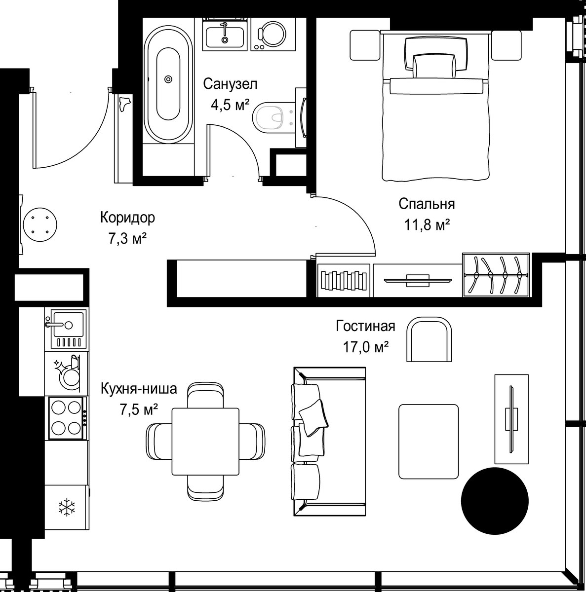 Планировка 48.1 м²