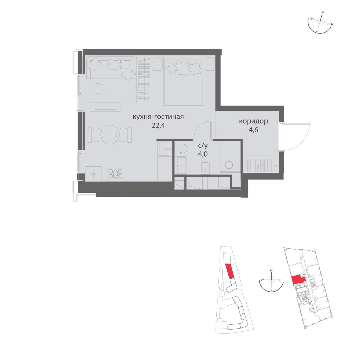 Планировка: Студия, 31.0 м²