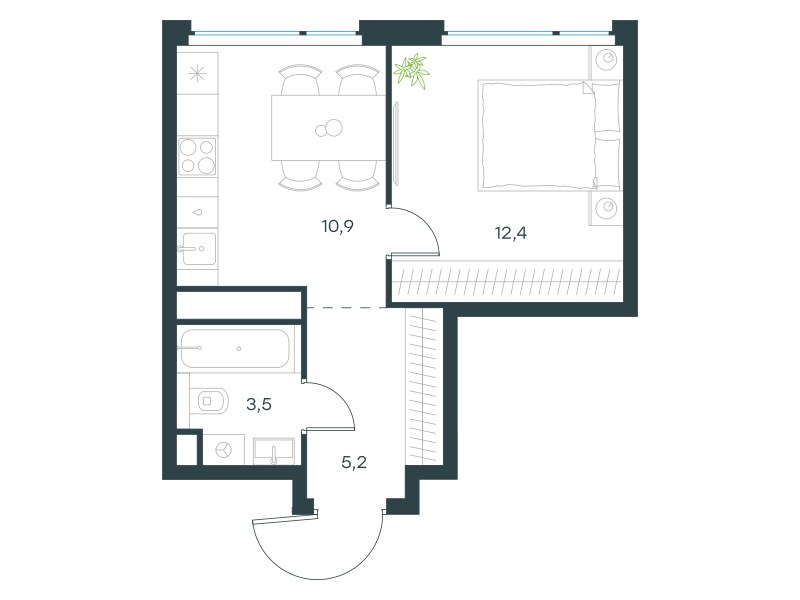 Планировка 31.9 м²