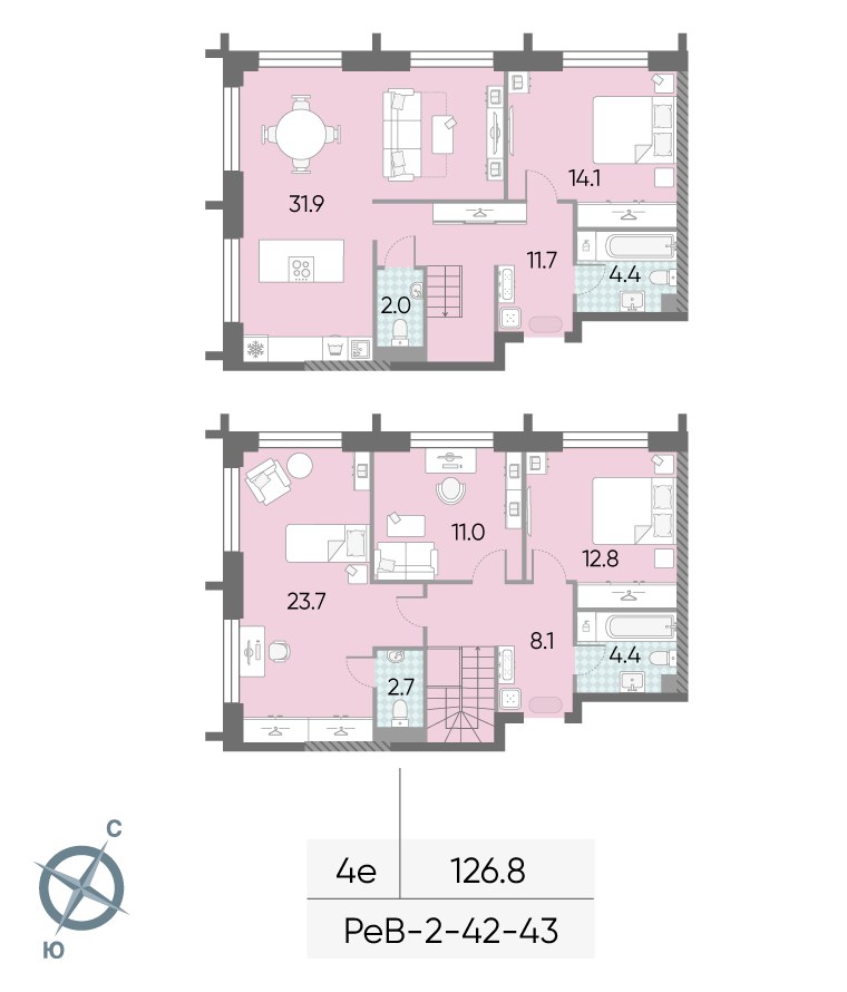 Планировка 126.8 м²