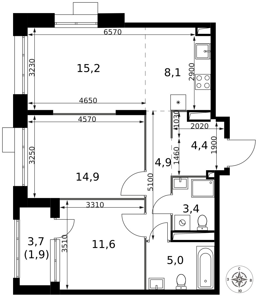 Планировка 69.4 м²