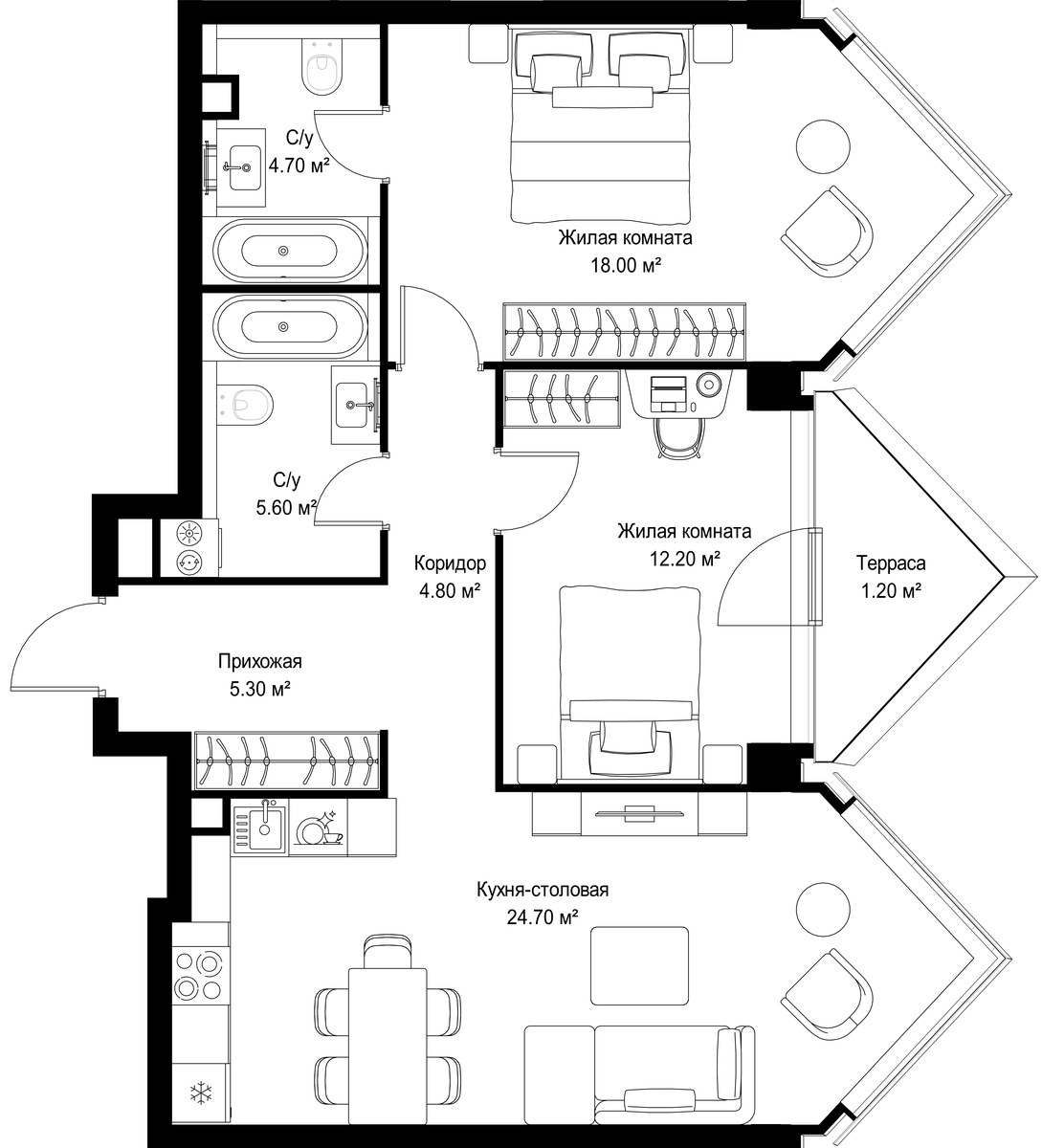 Планировка 76.5 м²