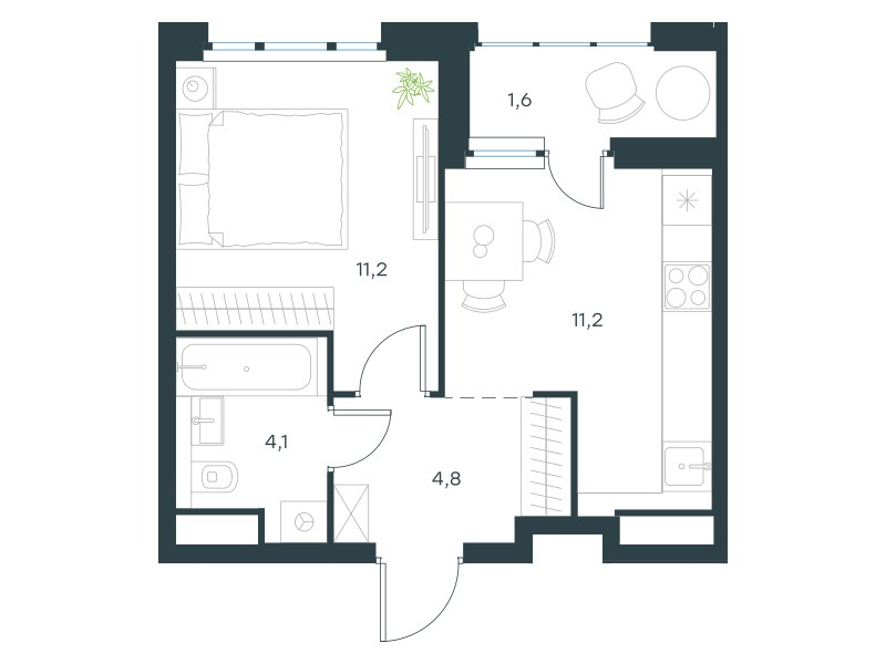 Планировка 32.9 м²