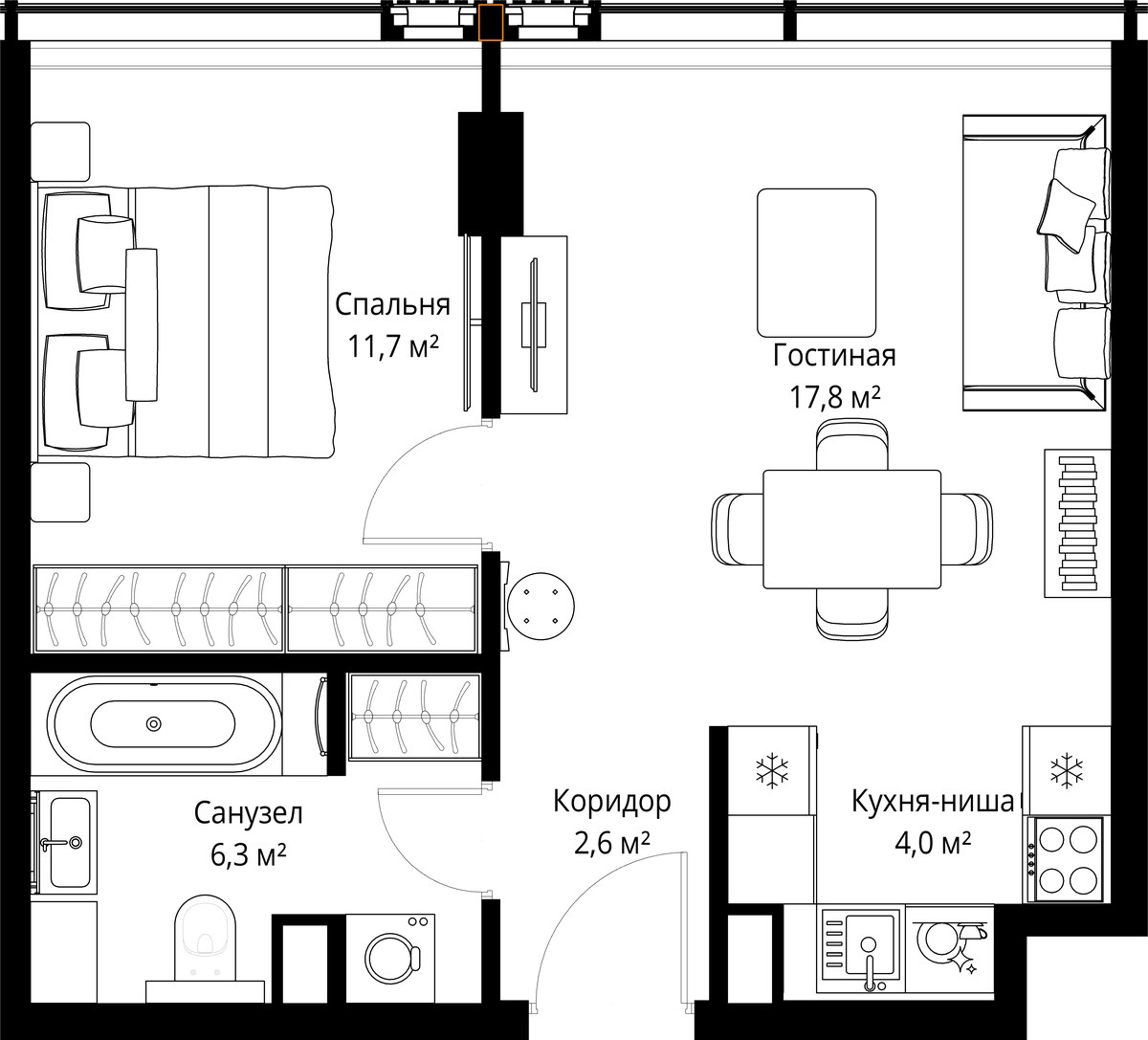 Планировка 42.4 м²