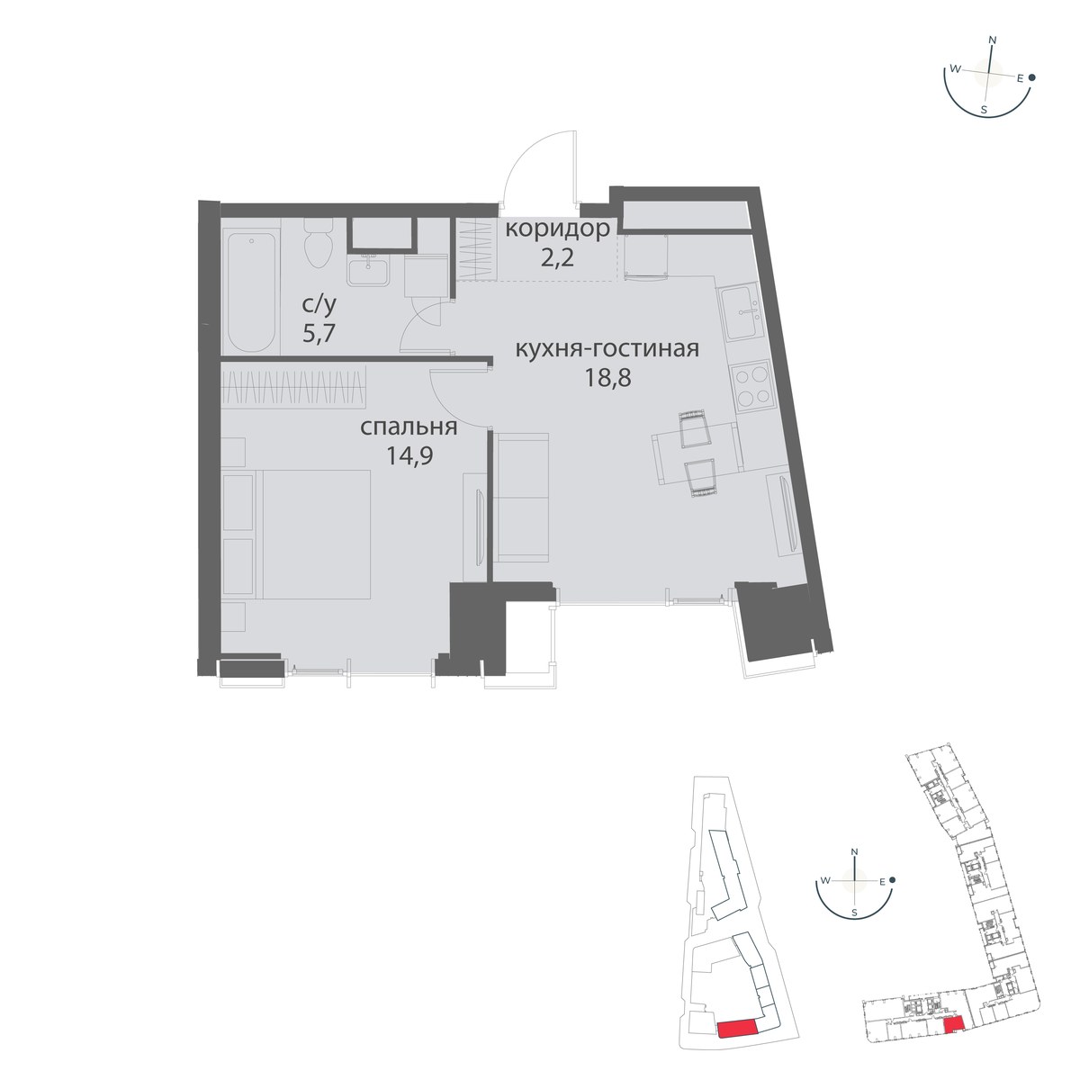 Планировка 41.6 м²