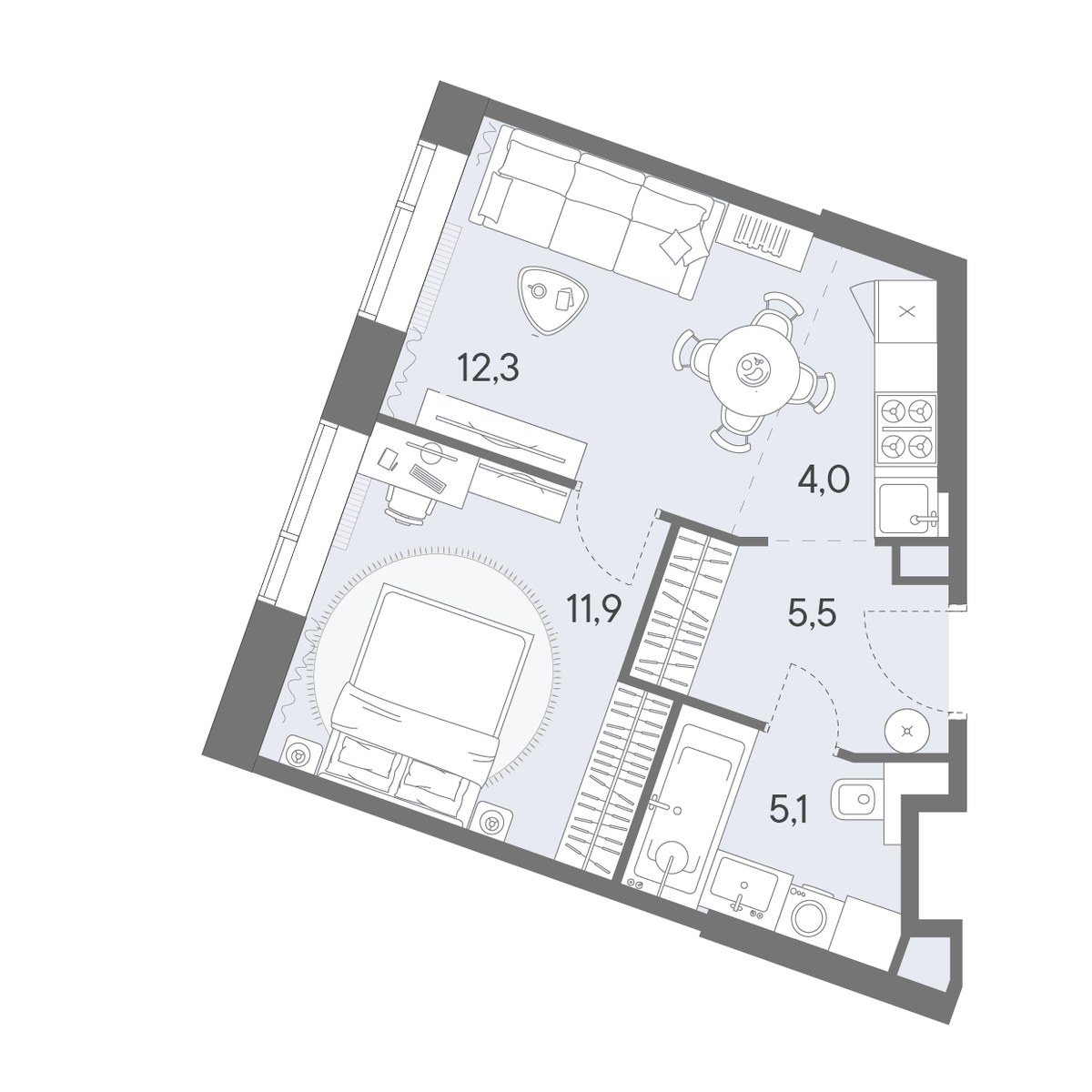 Планировка 38.8 м²