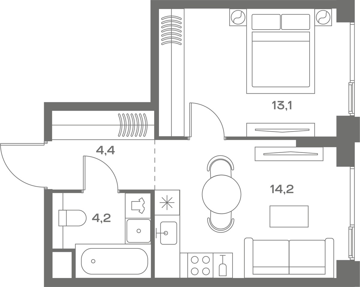 Планировка 35.9 м²