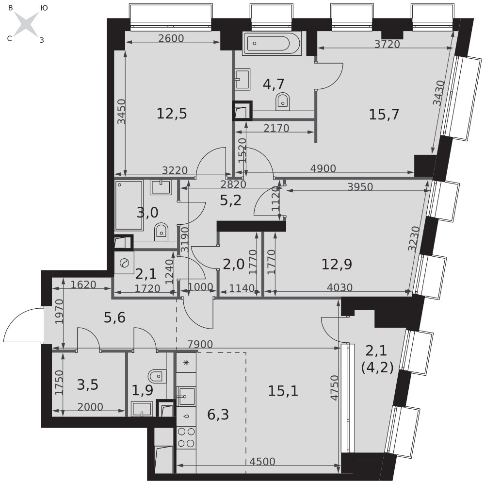 Планировка 92.6 м²