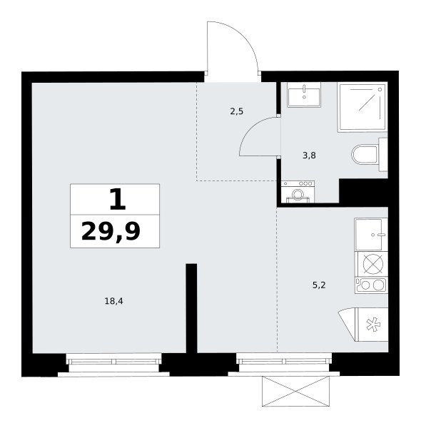 Планировка 29.9 м²