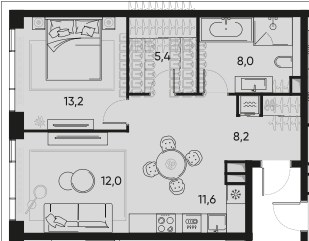 Планировка 58.8 м²