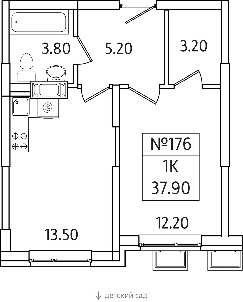 Планировка 37.9 м²