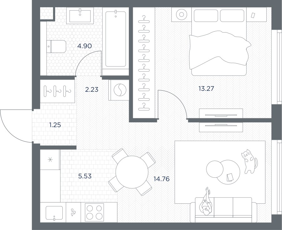 Планировка 41.94 м²
