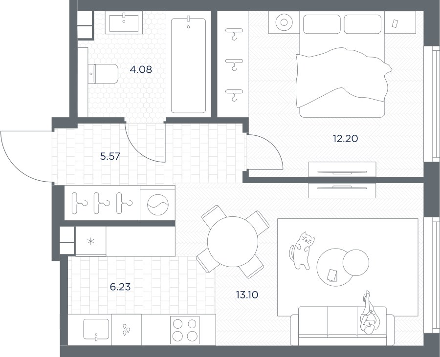 Планировка 41.21 м²