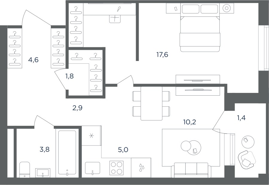 Планировка 45.9 м²