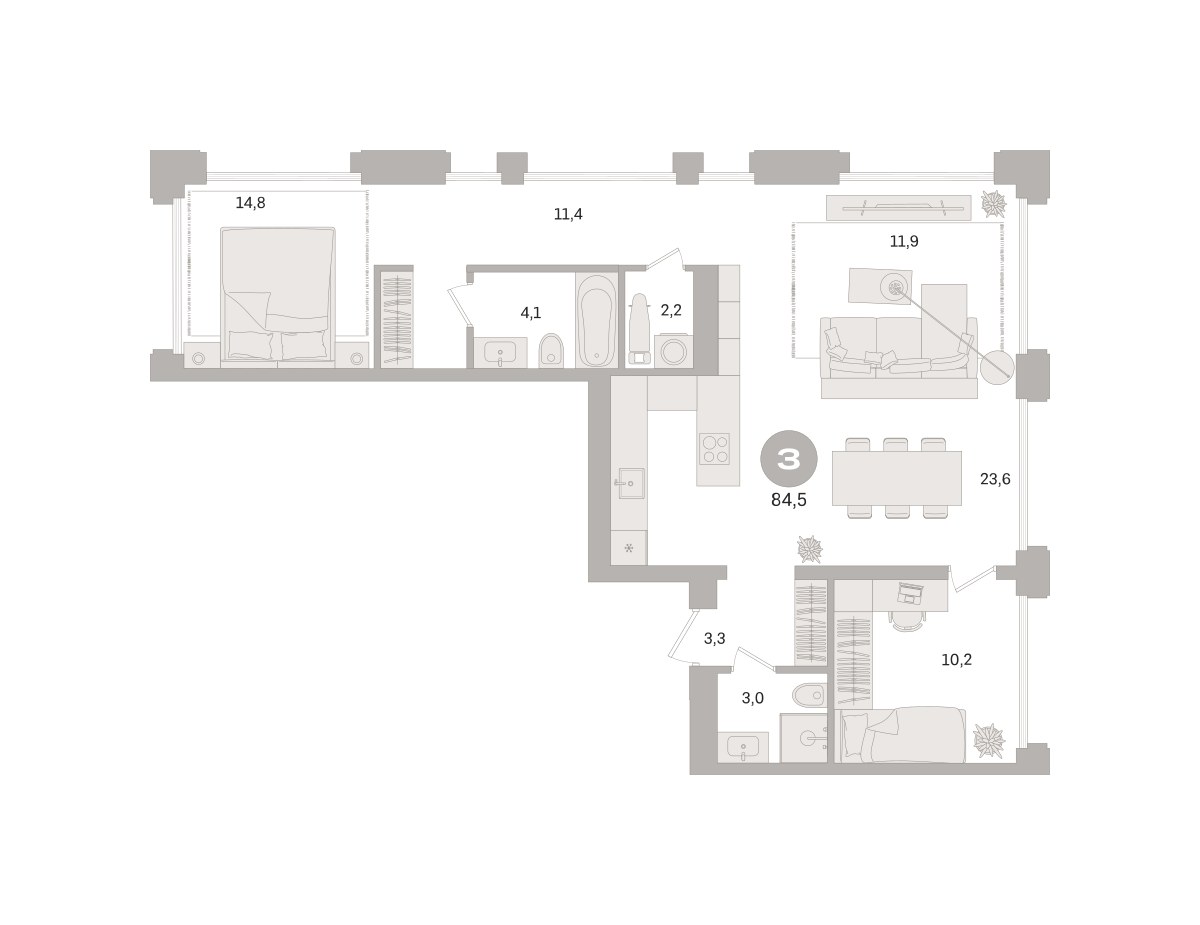 Планировка 84.5 м²