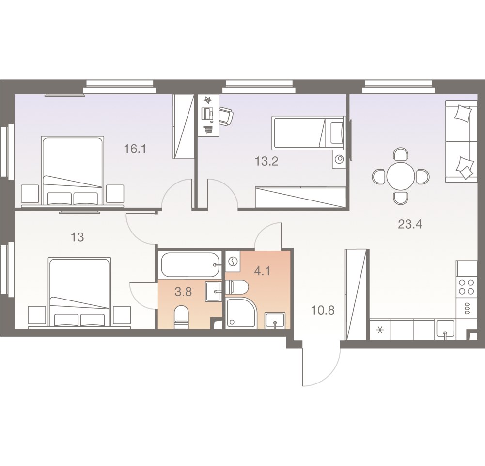 Планировка 84.4 м²