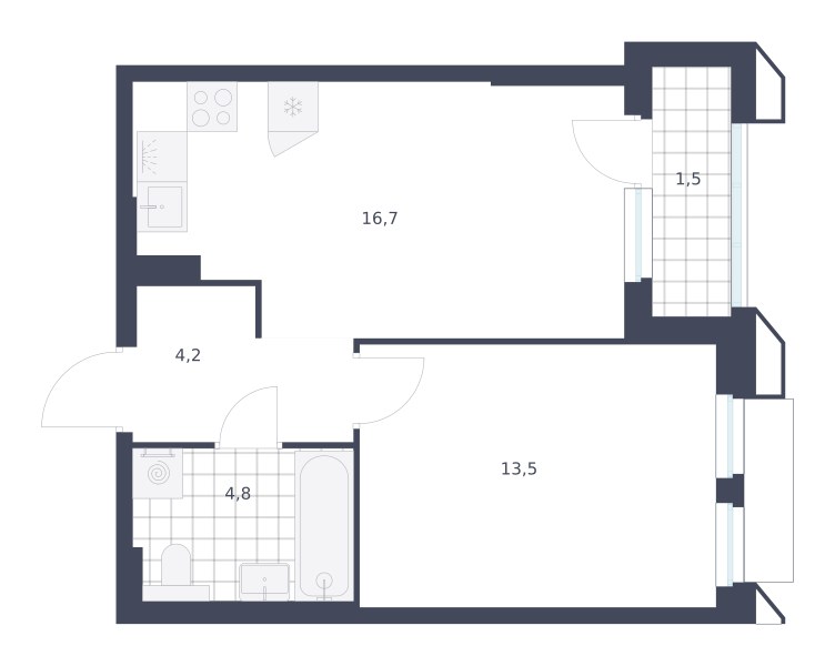Планировка 40.7 м²